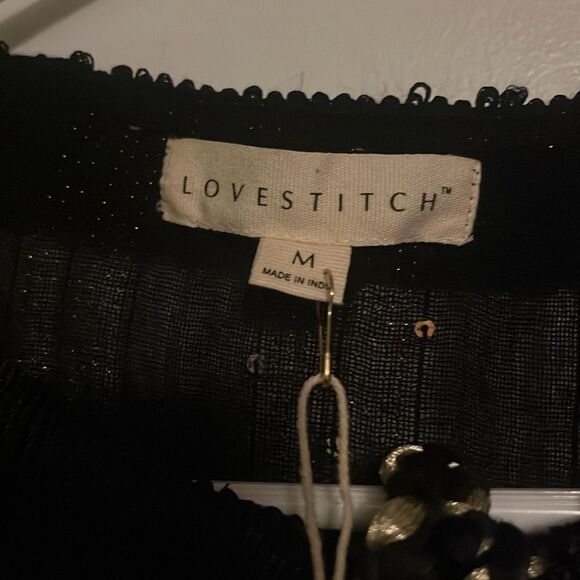 Lovestitch Blouse Embroidered Floral Sequin Velvet Fringe Tassel Size Medium - Picture 7 of 13